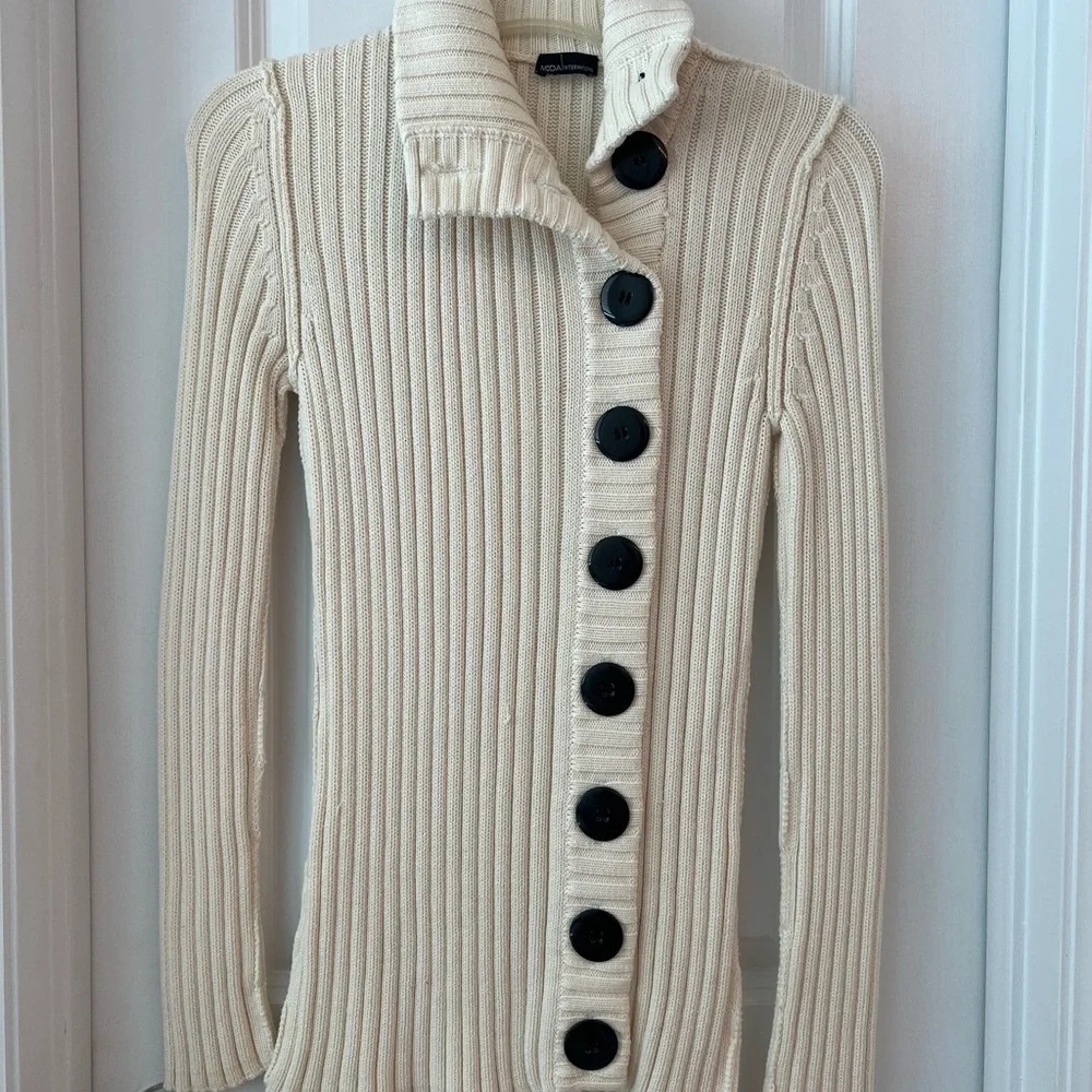 Moda International by Victoria’s Secret - Cream Ribbed Cardigan - Picture 1 of 3